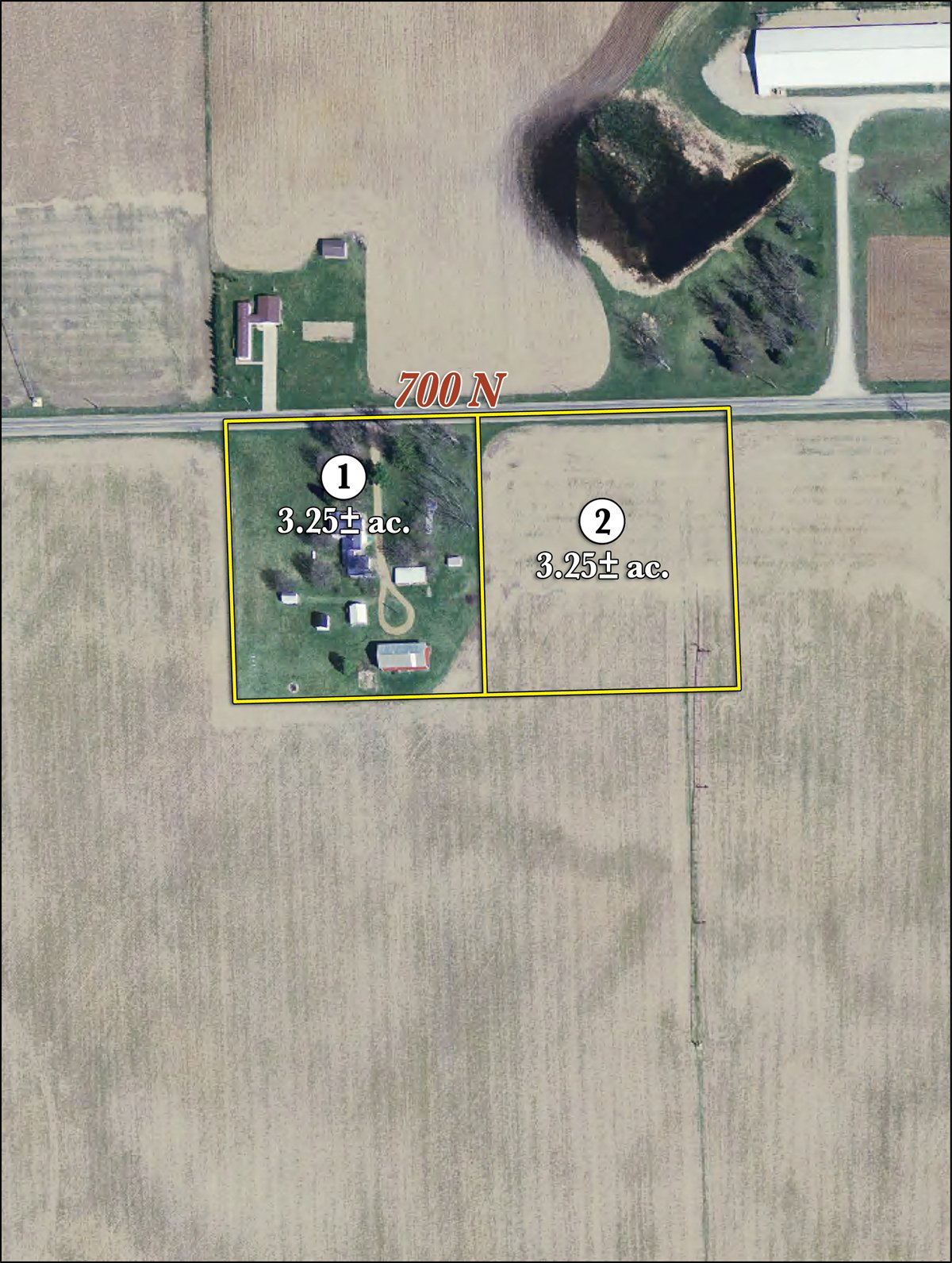 Tract map - 21+/- Acres Offered in 3 Tracts - Homestead, Tillable Land & Wooded Land